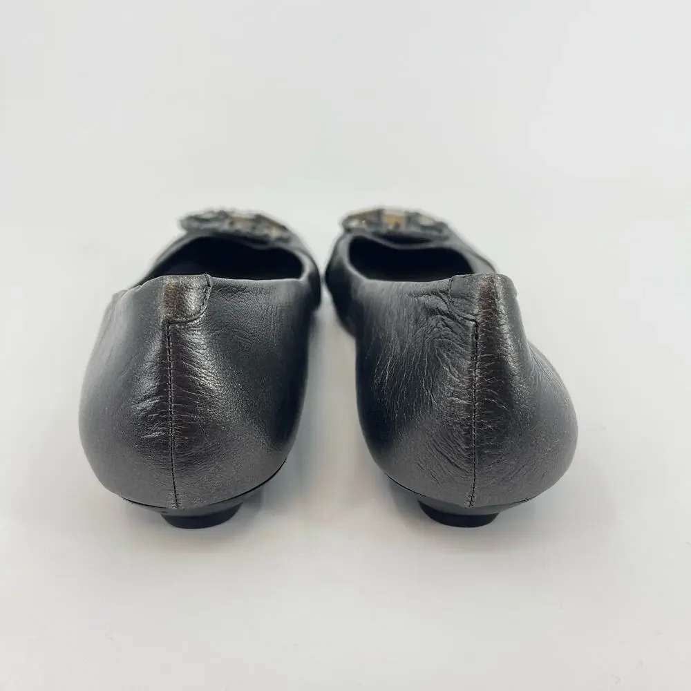 Vince Camuto Size 9 Richie Ballet Flats Silver Jeweled Slip On Shoes